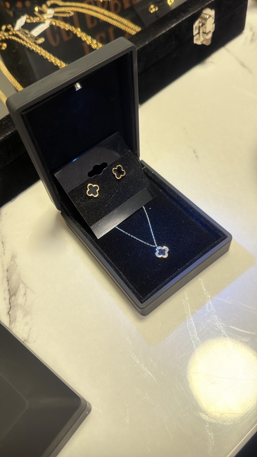 Aretes y dije en estuche